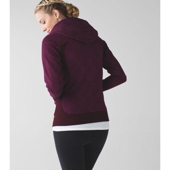 Lululemon Scuba Hoodie Star Pixel Raspberry Bordeaux Drama Size 10 - Picture 2 of 8
